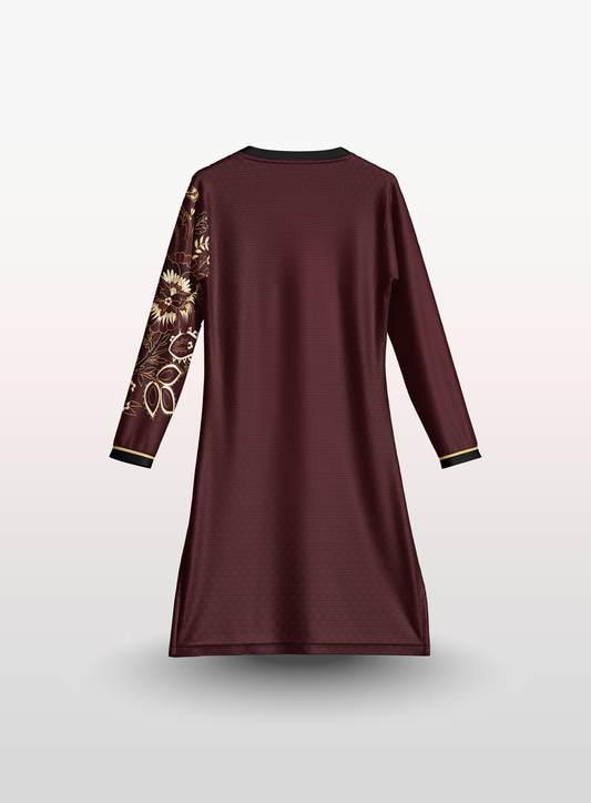 Muslimah Batik in Maroon