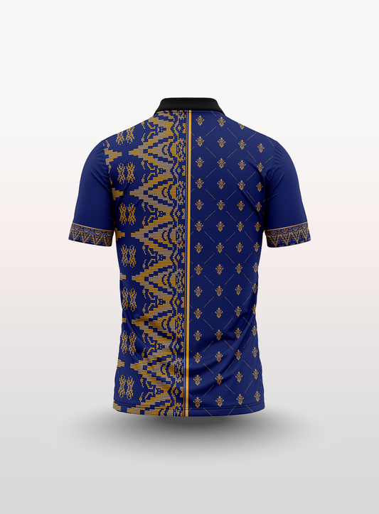 Polo Cempaka Songket in Blue