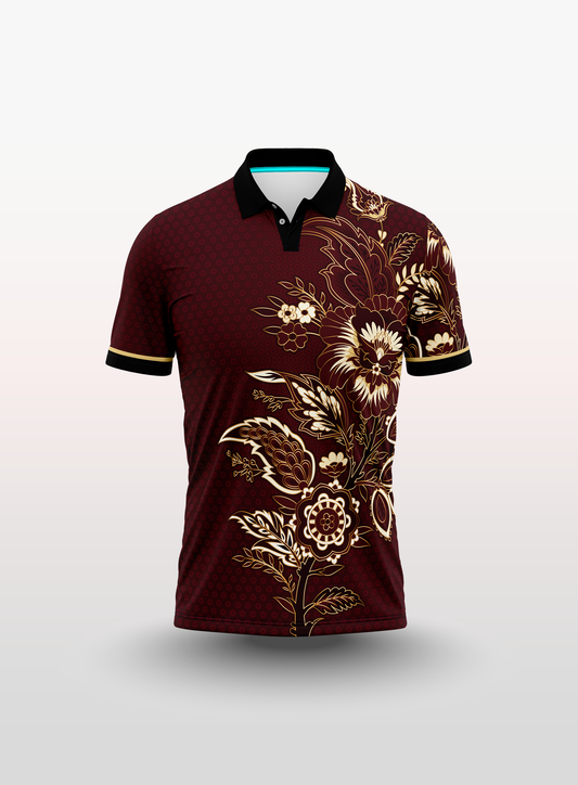 Polo Batik in Maroon