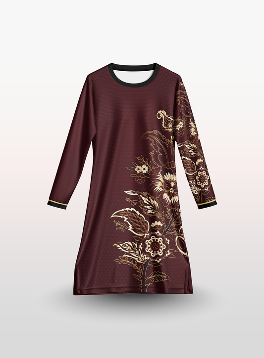Muslimah Batik in Maroon