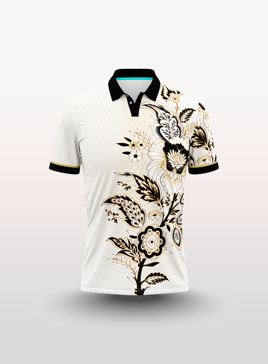 Polo Batik in White