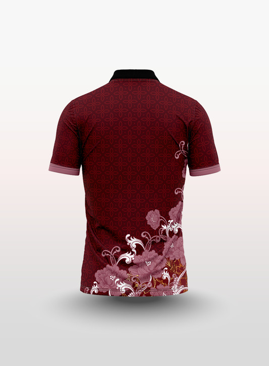 Polo Floral in Maroon