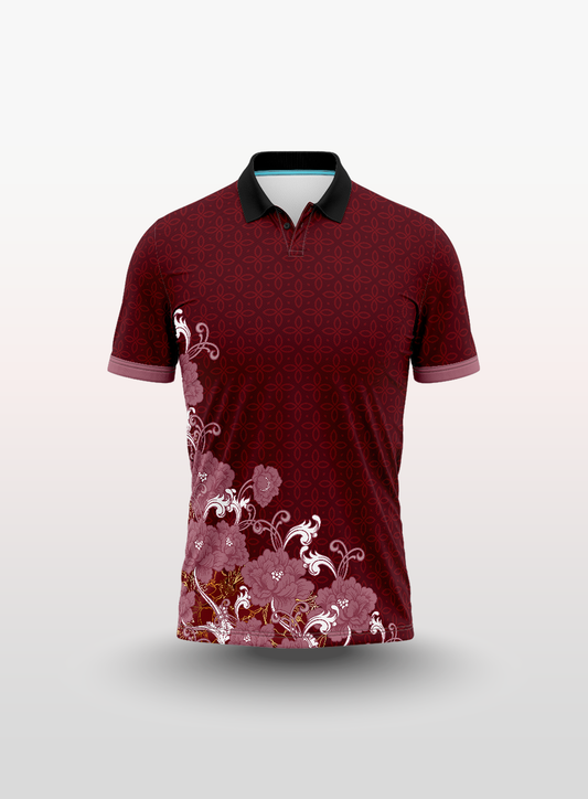Polo Floral in Maroon
