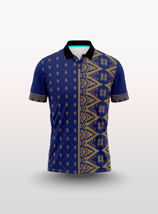 Polo Cempaka Songket in Blue